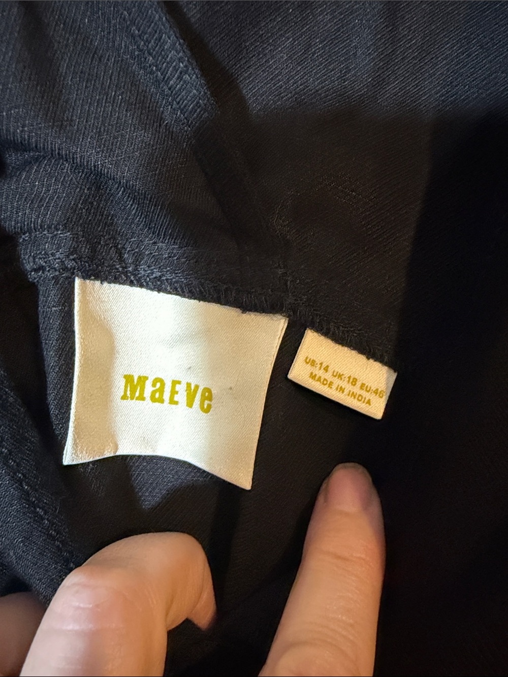 Anthropologie Maeve Bryony Linen Blend Apron Dress Black Pinafore Size 14 - Picture 4 of 5